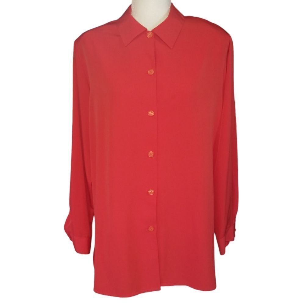 Impressions Blouse Long Sleeve Red Top Size 1X
